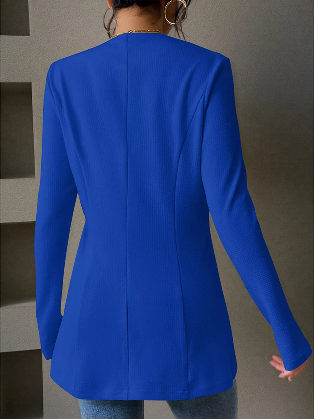 One Button Long Sleeve Blazer (4)