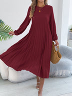 Pleated A-line Midi Dress (13)