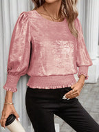 Smocked Round Neck Blouse