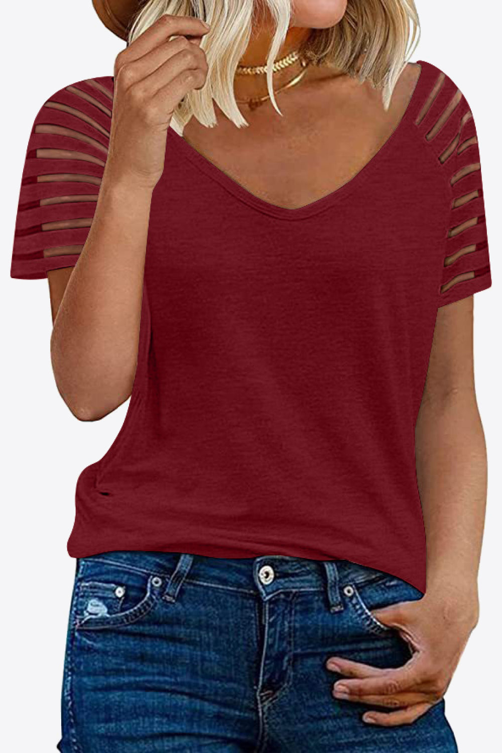 V-neck Raglan Sleeve Tee (19)