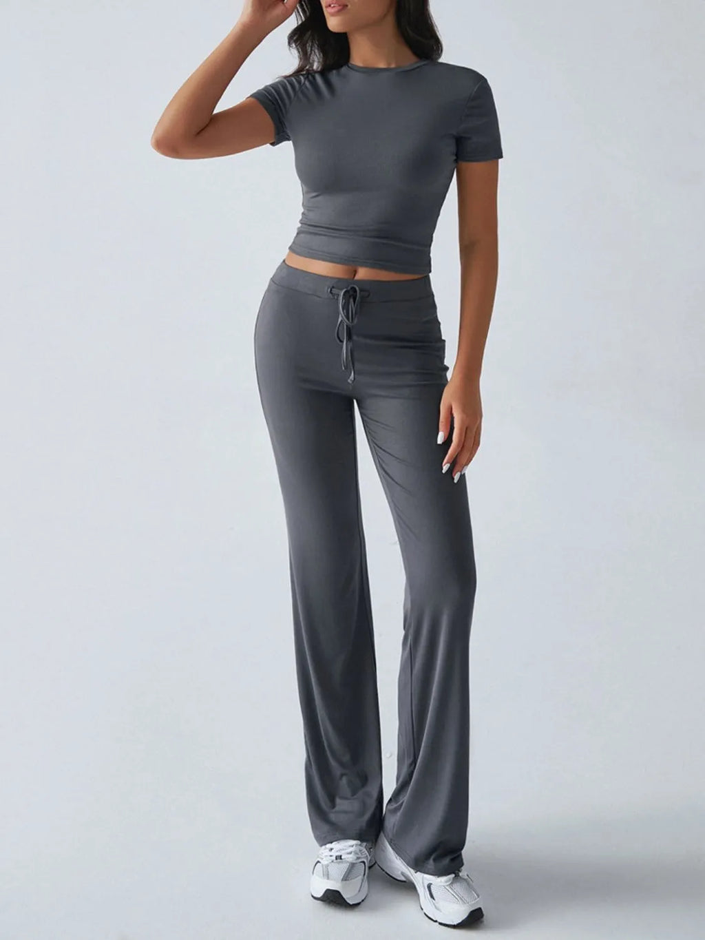 Round Neck Short Sleeve Top Pants Set (20)