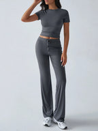 Round Neck Short Sleeve Top Pants Set (20)