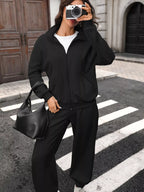 Zip-up Long Sleeve Top Pants Set (9)