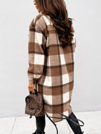 Longline Plaid Button Up Coat (5)