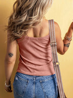 Full Size Ribbed Button Front Tie Hem Cami Tank Top Plus (17)