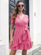 Tied Surplice Short Sleeve Dress (12)