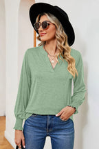 Notched Lantern Sleeve T-shirt (10)