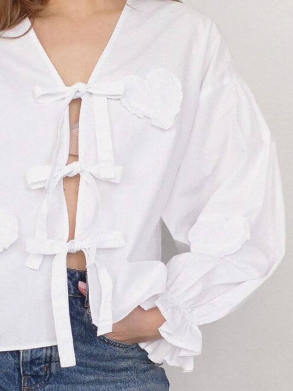 Tied Flounce Sleeve Blouse (12)
