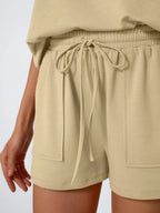 Round Neck Cap Sleeve Top Shorts Set (9)