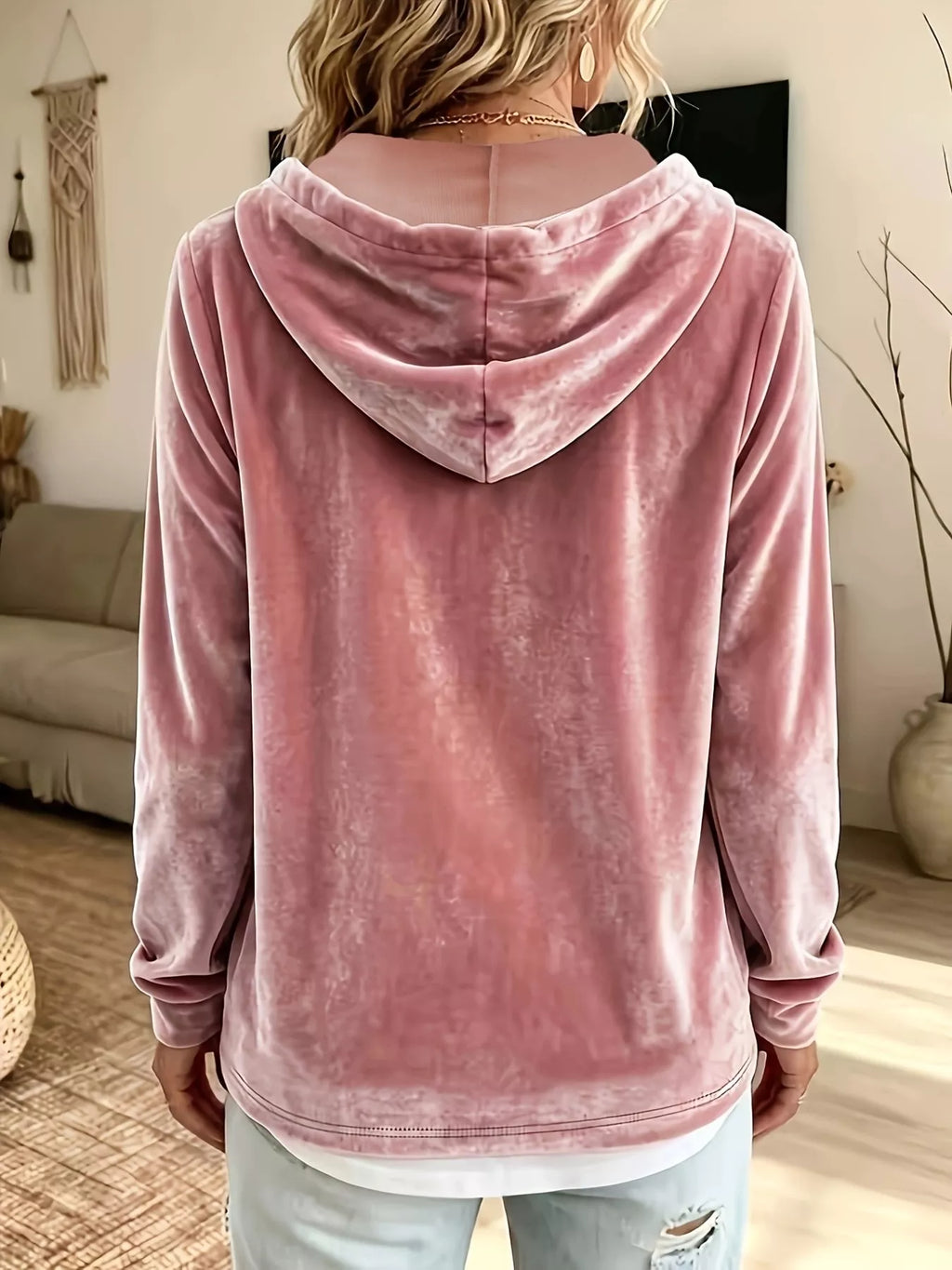 Full Size Drawstring Velvet Long Sleeve Hoodie Plus (10)