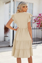 Ruched Notched Cap Sleeve Dress (24)