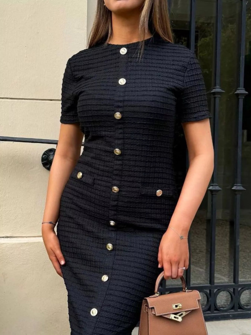 Textured Short Sleeve Midi Dress (14)