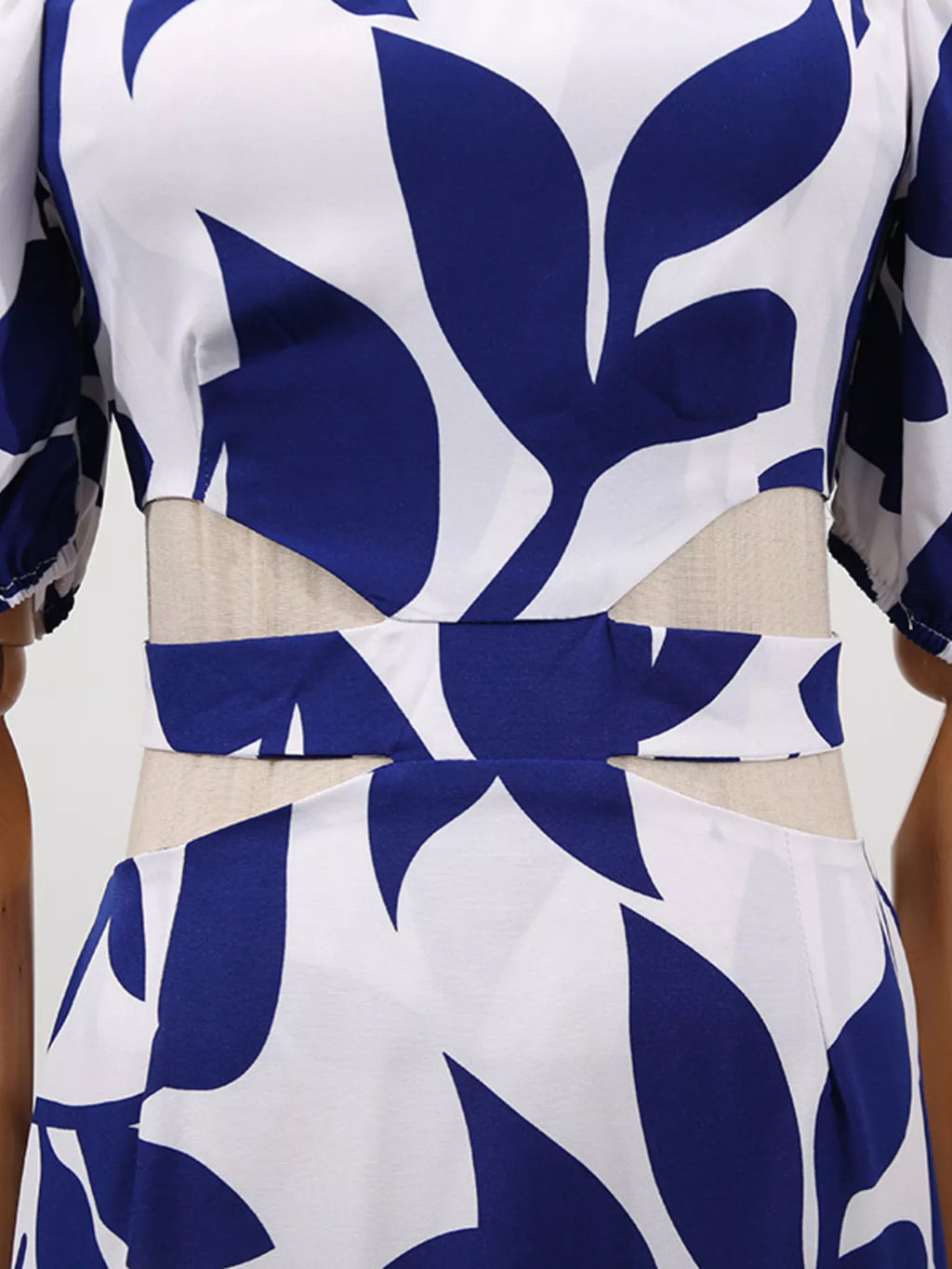 Off-shoulder Cutout Leaf Print Maxi Dress (13)