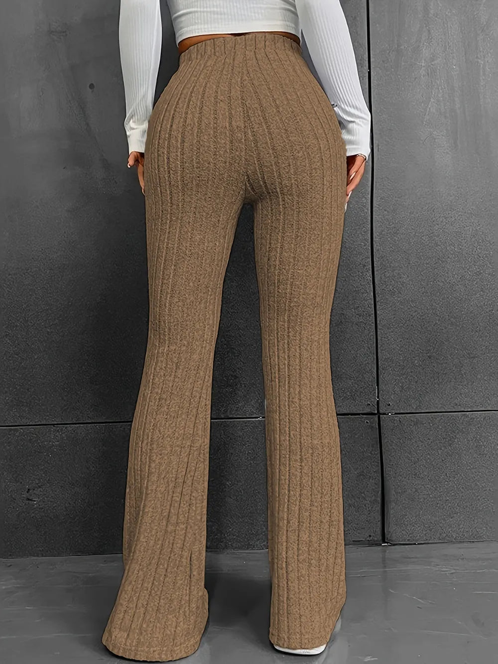 Ribbed High Waist Bootcut Pants (15)