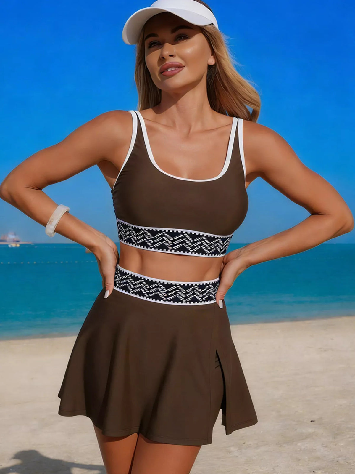 Contrast Trim Tank Skort Swim Set (4)