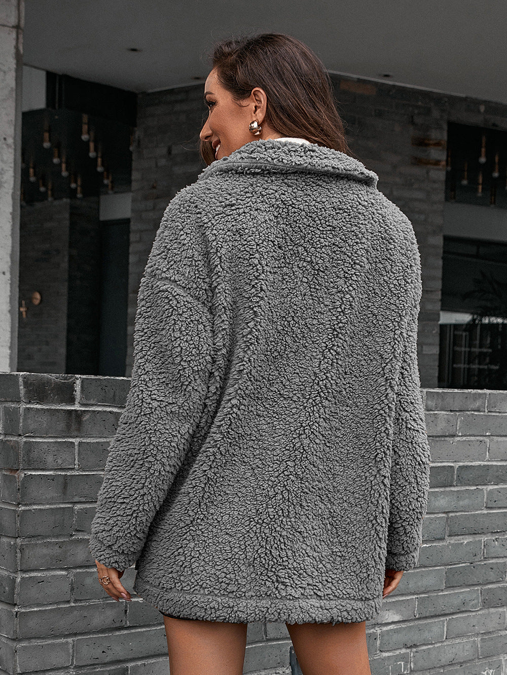 Zip-up Collared Teddy Jacket (2)