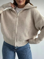 Zip Up Dropped Shoulder Cardigan (24)