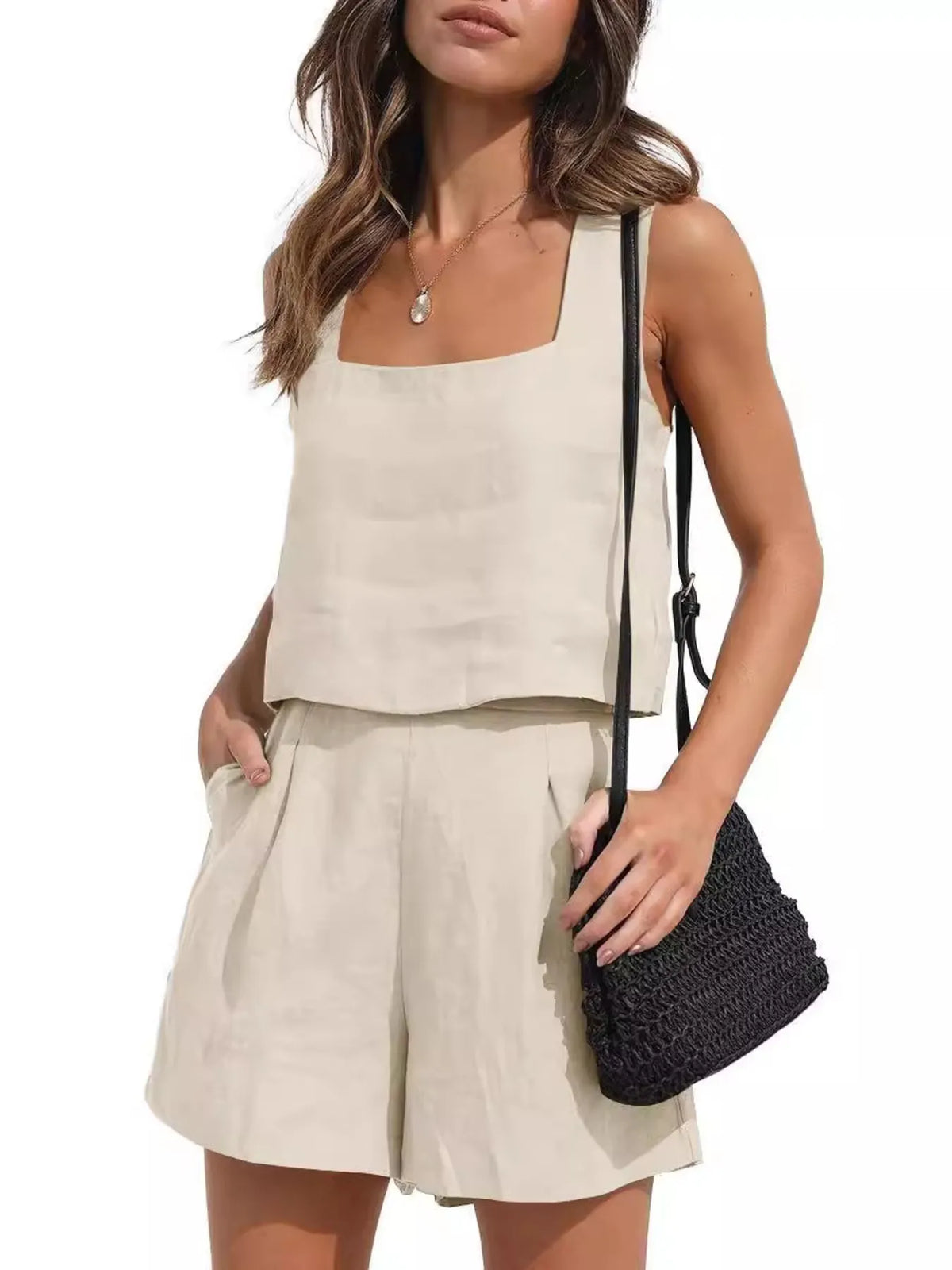 Square Neck Tank Shorts Set (13)
