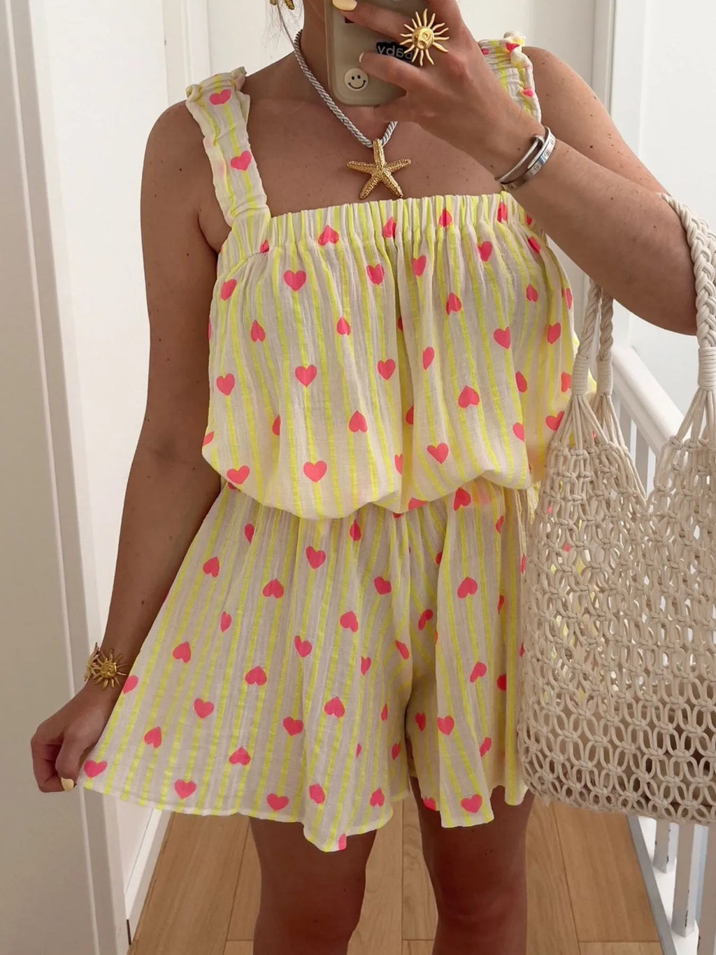 Striped Heart Cami Top Shorts Set (6)