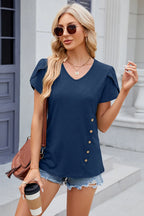 V-neck Short Sleeve T-shirt (23)