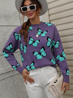 Butterfly Dropped Shoulder Crewneck Sweater (13)