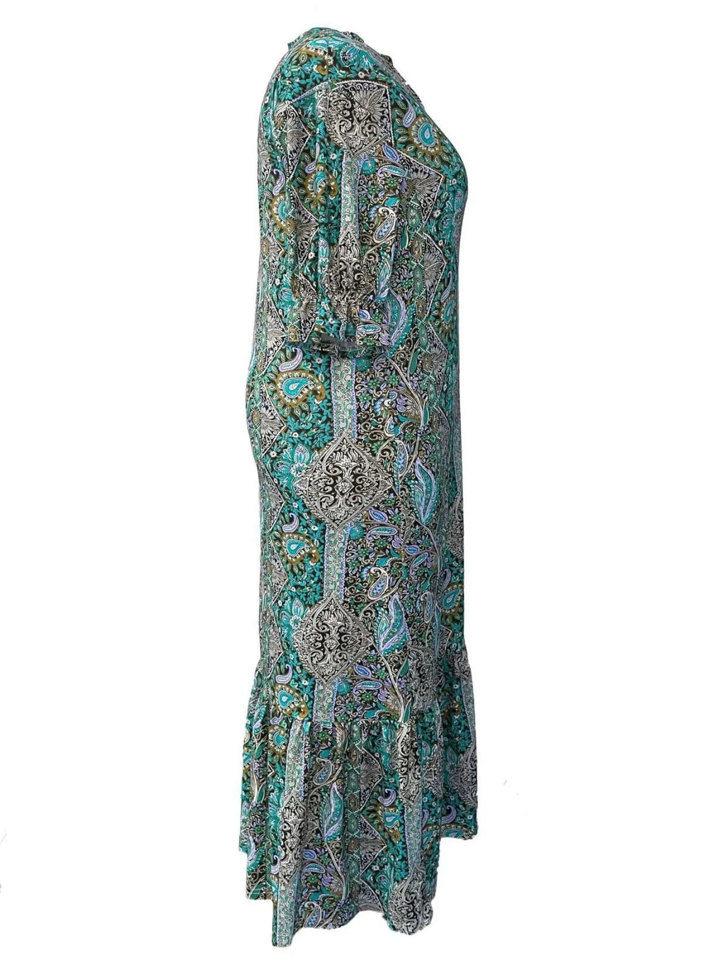 Full Size Bohemian Paisley Print Ruffle Hem Midi Dress Plus (3)