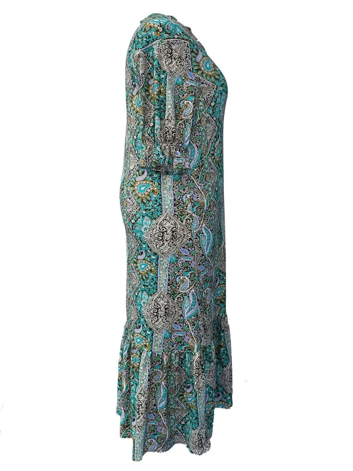 Full Size Bohemian Paisley Print Ruffle Hem Midi Dress Plus (3)
