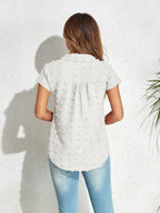 Swiss Dot Button Up Cap Sleeve Shirt (8)