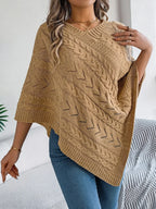 Cable-knit Openwork Three-quarter Sleeve Sweater (8)