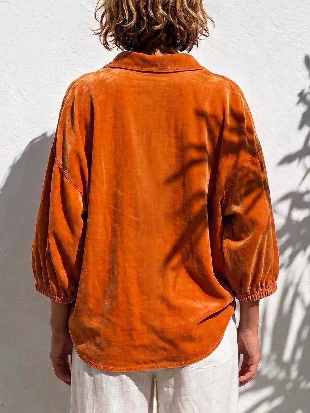 Oversized Velvet Drawstring Blouse (2)