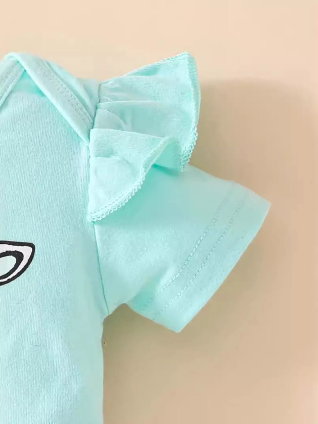 Children's Ruffled Cow Bodysuit Shorts Set Headband (3)