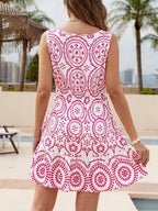 Printed V-neck Sleeveless Mini Dress (3)