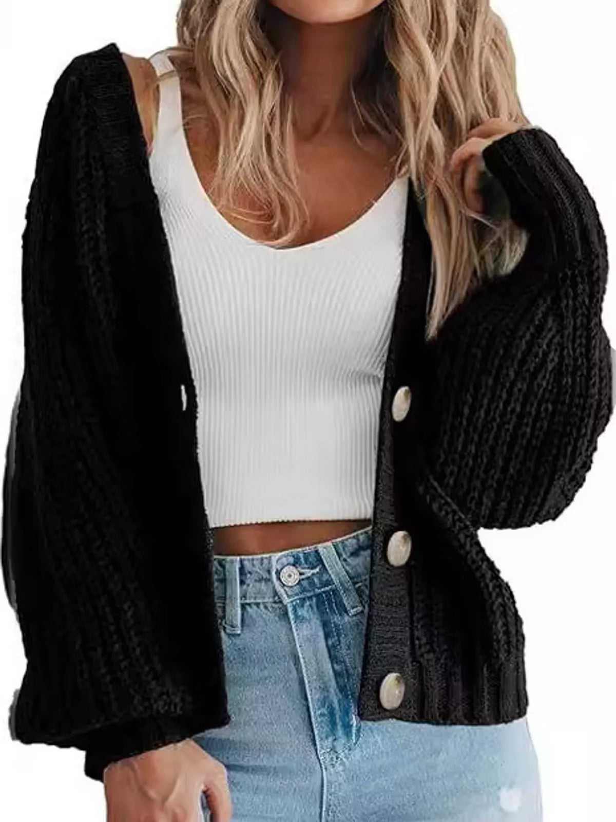 Full Size Chunky Knit Button-down Cardigan Plus (4)
