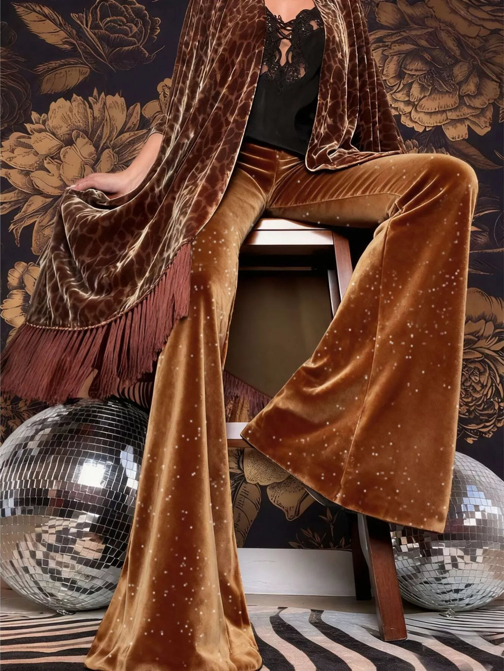 Velvet High Waist Flared Pants (8)