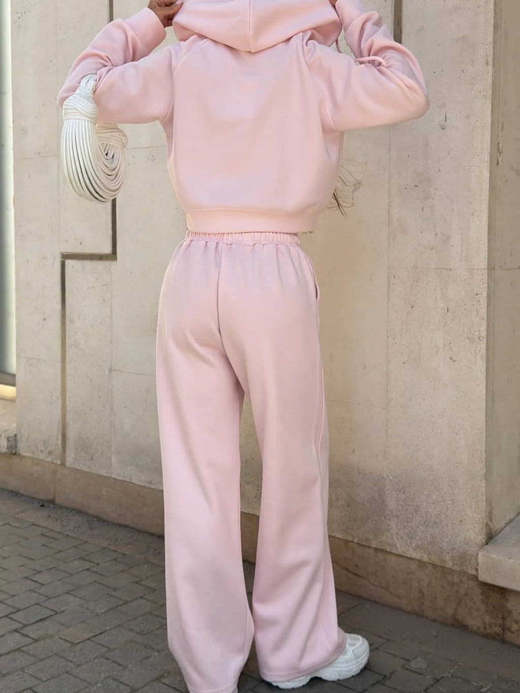 Zip Up Drawstring Hoodie Pants Set (2)