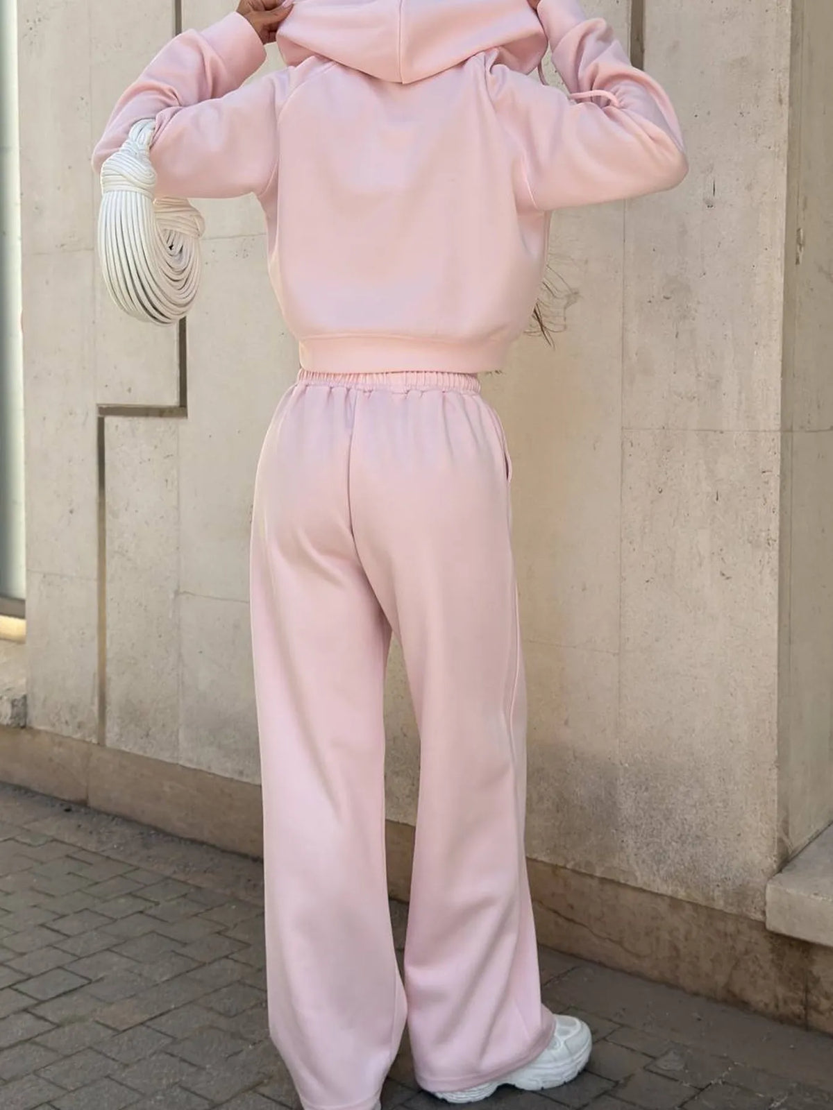 Zip Up Drawstring Hoodie Pants Set (2)