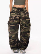 Camouflage Cargo Pants Drawstring Waist