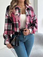 Plaid Button Up Long Sleeve Jacket (30)