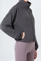 Drawstring Zip Up Dropped Shoulder Active Outerwear (11)