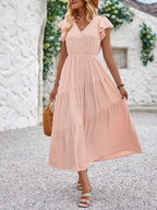 V-neck Ruffle Sleeve Dress (14)
