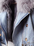 Full Size Faux Fur Collar Denim Jacket Plus (3)