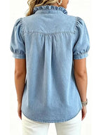 Frill Puff Sleeve Denim Top (17)