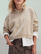 Slit Round Neck Long Sleeve Sweater (3)