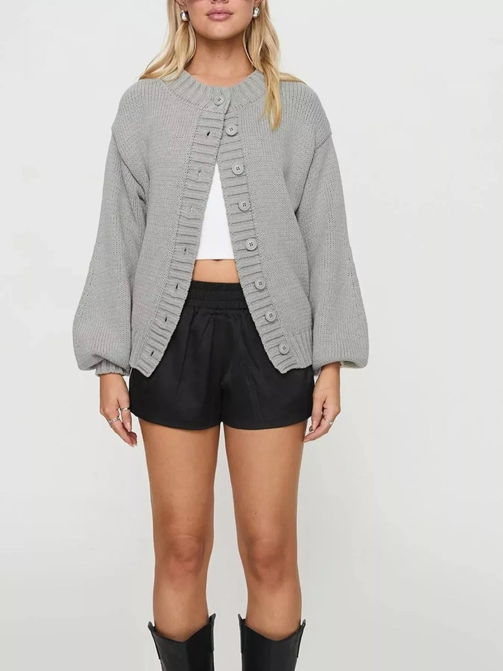 Chunky Knit Button-up Cardigan (11)