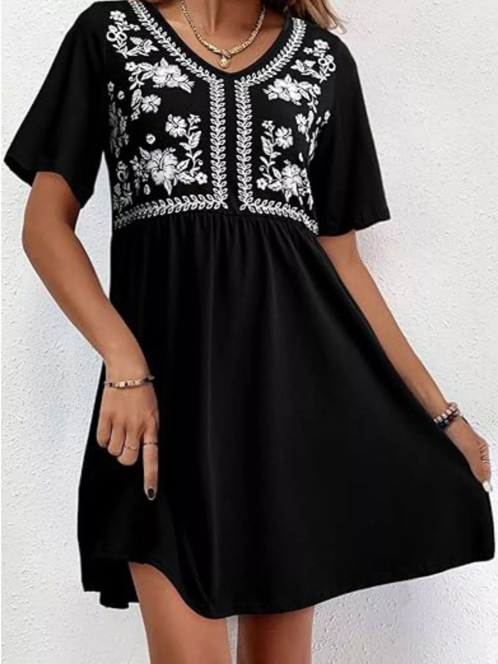 Floral V-neck Mini Dress