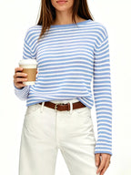 Striped Boat Neck Knit Sweater (2)