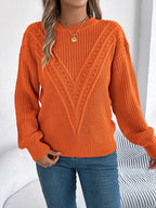 Openwork Round Neck Sweater (12)
