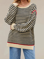 Slit Striped Oversized Sweater (5)