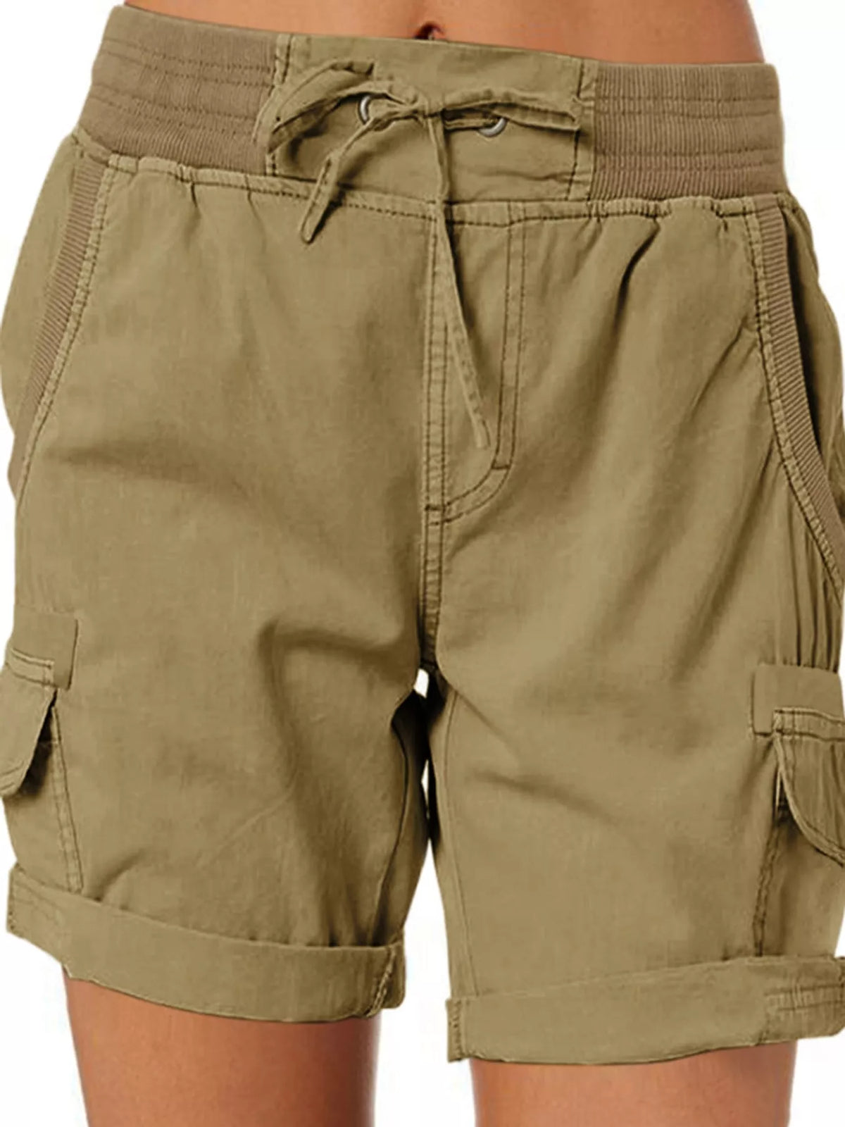 Full Size Drawstring Cargo Shorts Plus (48)