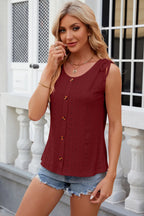 Eyelet Round Neck Wide Strap Tank (22)